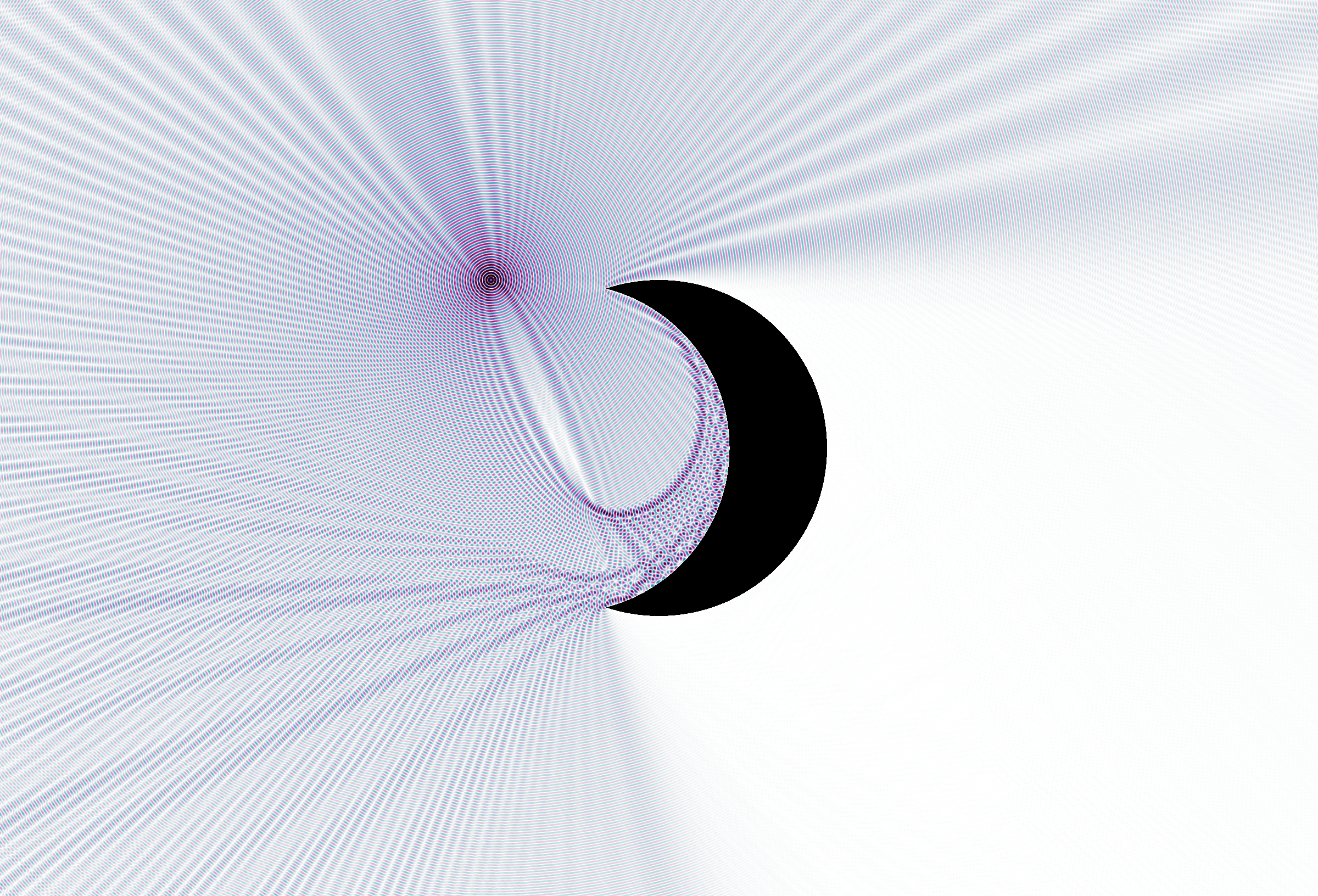 Scattering by crescent moon obstacle